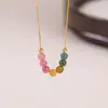 Yuebao Joyería Turmalina de Colores Plata de Ley S925 Cuenta Redonda Gancho Largo para Oreja Cadena para Clavícula de Lujo Ligero de Alta Gama Pendientes Venta al por Mayor