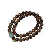 Pulseira Huali Preto 8mm Círculo Duplo Feminina Pingente de Lótus Jade Dongling Pulseira Vintage Contas de Buda Joias de Brincar