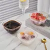 Tigelas de Vidro com Borda Dourada Estilo Europeu para Sobremesas, Tigelas Especiais para Lojas de Sobremesas, Tigelas para Sorvete, Conjunto de Três Peças, Compra em Atacado para Redes de Restaurantes