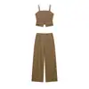 Roupas Femininas Transfronteiriças Verão 2026 Novo Moda Europeia e Americana Conjunto de Top Regata Jeans + Calça Longa para Mulheres A654/55