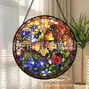 Colgante de Color Vidrio Marino Flor Mariposa Cruzada Adorno de Vidrio para el Hogar Decoración de Ventana Atrapasoles para el Jardín