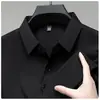 Camisa de manga larga para hombre, primavera y otoño, camisa de negocios sin costuras para hombre de mediana edad, manga larga, transpirable, suave, amigable con la piel para hombre