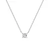 Colar com Pingente Elegante Clássico de Prata Esterlina S925 com Zircônia Quatro Garras Feminino 5A Flash Moda Luxo Acessível Corrente de Clavícula de Alta Qualidade