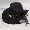 Sombrero de Lana Negro para Mujer de Comercio Exterior Europeo y Americano Primavera y Otoño, Retro Británico de Ala Ancha Versátil para Actuación en Escenario Jazz Hombres