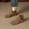 Nuevo estilo otoño e invierno 2026, efecto adelgazante, piel de ante, suela de goma suave, aumento de altura interior de 7 cm, botines estilo Birkenstock de suela gruesa