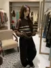 Suéter Holgado y Relajado de Lujo con Cuello para Mujer a Finales del Otoño Estilo Coreano Otoño e Invierno Ropa Exterior Engrosada Top Rayado Suave y Ceroso