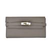 2024 Nueva Moda de Verano Clutch de Mujer de Color Puro con Textura de Guijarros Estilo Europeo y Americano Ranuras Multitarjeta Cierre Largo para Dinero