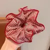 Scrunchie de Cetim Retro Francês Acessório de Cabelo Estilo Pintura a Óleo Elástico Elegante para Rabo de Cavalo Baixo Acessório de Cabelo Elegante Outono/Inverno Lenço Quadrado