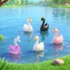 Miniatura de paisagem criativa coroa casal cisne figuras, paisagismo de jardim DIY decorativo pendurado acessórios, pequenos ornamentos