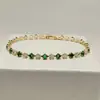 Pulsera al por mayor Joyería de Celebridad de Internet para Mujer, Estilo Simple Esmeralda, Microincrustación de Circonita para Primavera y Verano Nuevo Modelo 2024, Versátil y Elegante