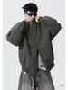 Chaqueta casual tipo bomber de cuello mao estilo americano para hombre, talla grande, holgada, retro, con cremallera, chaqueta deportiva marrón
