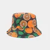 Chapéu de pescador com estampa de frutas de desenho animado impressa digitalmente para homens e mulheres, chapéu bucket para proteção solar, chapéu versátil para atividades ao ar livre no verão