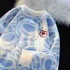 Suéter Pulóver Oso Fresa Lindo Estilo Japonés para Mujer, Otoño e Invierno Estilo Perezoso Holgado Cárdigan de Punto Suave