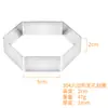 Em estoque 2CM de altura 304 aço inoxidável espesso não poroso anel de torre hexagonal molde de bolo mousse de panificação francês