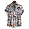 Camisa vintage para homens, camisa de manga curta de verão, camisa floral vintage