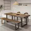 Mesa de comedor y silla de madera maciza para casa de familia, combinación de sala de estar, mesa de comedor para varias personas, mesa larga nórdica de troncos, mesa de comedor de madera maciza con silla