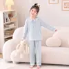 Pijama Infantil Feminino Primavera e Outono Conjunto de Algodão Nuvem Manga Longa Estilo Doce Princesa para Crianças Maiores e Meninas Roupa de Casa Infantil