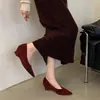 Zapatos de Cuña de Tacón Medio con Punta Aguda y Gamuza para el Otoño de 2025 Suela Suave Poco Profundos Versátiles de Tacón Alto para Mujer Gamuza