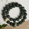 Cadena de mano de raíz de Bodhi de jade blanco natural para hombres y mujeres, vintage, con borla de loto, colgante para coche, joyería Wenwan
