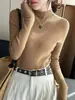 Capa base de lana para mujer Otoño Invierno Estilo Nuevo Ropa interior Sensación Suéter de cuello semi alto Top de cuello medio Negro Talla única