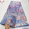 Cheongsam de fio semi-transparente com bordado colorido Tecido jacquard brocado antigo Tecido de Renda Brocado Africano