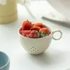 Copo Pequeno de Cerâmica Exquisito de Alta Aparência para Escorrer Água Cruzada Suprimentos de Cozinha com Alça Tigela de Cerâmica para Escorrer Frutas e Legumes
