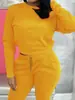 Conjunto de Moletom Cropped com Capuz de Manga Longa Cor Lisa para Mulheres Plus Size Europeias e Americanas Calça Longa com Cordão e Punhos Elásticos Esportivo Casual