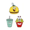 Periféricos de Dibujos Animados Creativos de Gran Venta, Insignias Metálicas Lindas de Calamardo, Snacks Personalizados, Hamburguesas, Papas Fritas, Bolsas y Accesorios