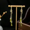 [Selección Premium] Pendientes de Perlas con Forma de Gota de Aceite de Jade Imitación Estilo Chino Nuevo Pendientes Retro con Borlas de Gota de Agua Accesorios Simples Hanfu para Mujeres
