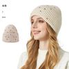 Nuevo sombrero de invierno de industria pesada con incrustaciones de diamantes de pelo de conejo de angora para mujer, sombrero de punto elástico grueso europeo y americano, sombrero de gorro para exteriores