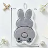 Vista traseira animal pendurado toalha de mão absorvente secagem rápida desenho animado infantil macio amigável à pele quadrado toalha de mão pendurar casa