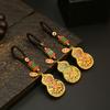 Llavero con colgante de calabaza de color latón, antiguo esmalte dorado y arena, adorno colgante para llave de coche para hombre y mujer.