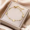 Comercio Exterior Transfronterizo Impermeable Sin Decoloración Acero de Titanio Corazón Estrella Luna Pulsera Oro 18K Versátil Fresca y Dulce