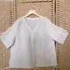 Las Camisas Hermosas de Moda de Este Año, Tops de Estilo Francés, Modernos y Adelgazantes, Camisas Negras de Cáñamo con Cuello en V 6023