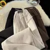 Pantalones Casuales Gruesos Forrados de Polar Estilo Americano Lana de Cordero Otoño Invierno Pantalones de Chándal Sueltos Cálidos Pierna Recta Pantalones de Pana Tendencia