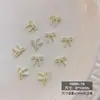 Novos Acessórios para Nail Art Laço de Pérola Versátil Francês Tridimensional Coração Colorido Mini Laço Unhas