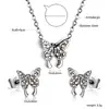 Moda Versátil Joyería de Pedrería Fresca Corona Corazón Colgante Collar Aretes Pequeños de Tachuela Set de Joyería de Acero Inoxidable para Mujeres
