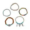 Pulseira de Cerâmica Macia Estilo Cowboy Ocidental Turquesa Mais Vendida Transfronteiriça Botas de Cowboy Retrô Contas de Madeira Pena Cabeça de Touro Pulseira