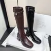 Botas Altas de Tacón Alto con Punta Cuadrada Retro 2026 Otoño/Invierno Adelgazantes para Piernas Aumentadoras de Altura Piel Suave Botas Altas Versátiles para el Trabajo Botas Adelgazantes