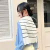Chal Rayado Estilo Coreano para Mujer, Chal de Lana Tejida Estilo Ins, Protector Decorativo para el Cuello de Habitación con Aire Acondicionado, Capa Pequeña en Capas