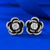 Joyería Mu Jing En Vivo Nuevo Plata S925 Aretes Camelia 5.0mm Redondo Diamante Blanco Estambre Capullo de Flor Joyería para la Oreja
