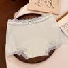 Tipo de Entrepierna Extendida Calzoncillos Bóxer de Encaje Dulce Francés para Mujer Algodón Puro Cintura Media 10A Antibacterianos Transpirables