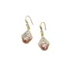 Pendientes con Gancho de Perla Geométrico Rombo Ultra Brillantes Tachonados con Diamantes de Estilo Coreano Pendientes de Artesanía Pesada, Modernos y Lujosos