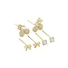 Aguja de plata S925 un juego de tres pares aretes de botón para mujer dormir sin quitarse Joyería para orejas de cereza con lazo aretes para estudiantes