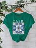 Camiseta de algodón puro de verano europeo y americano, manga corta, cuello redondo, comercio exterior transfronterizo, camiseta estampada con patrón americano, fábrica de comercio exterior femenina