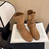 Cien botines cortos esmerilados botas mujer otoño e invierno hebilla de apilamiento estilo nuevo marrón botas de moda tacón oculto retro 2026 con