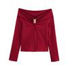 Amazon cross-border comércio exterior europeu e americano roupas femininas 2025 primavera nova moda de rua ombro a ombro fivela decorativa top