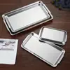 Placa de barbacoa de acero inoxidable estilo coreano 304, rectangular, engrosada, dorada, plato de fondo plano, bandeja para servir, plato para bistec, fábrica