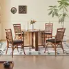 Mesa y Sillas de Comedor de Ratán y Madera Maciza Estilo Wabi-Sabi Lulin, Juego Completo de Mesa y Sillas de Comedor Estilo Antiguo para Apartamento Pequeño, B&B, Hotel