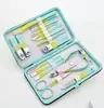 Set de 18 piezas de cortaúñas de acero inoxidable de color degradado transfronterizo caja cuchillo para pedicura cortaúñas al por mayor traje de cortaúñas para cejas